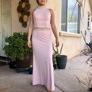 MUST GO!! Pink 2-piece prom dress with rhinestones